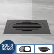 Square Matt Black 110X110mm Bathroom Shower Grate Floor Waste Strip Drain Brass