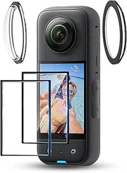 For Insta360 ONE X3 Sticky Lens Guards Screen Protector Set,Lens Protector Cap Cover+Tempered Glass Screen Protector Film for Insta 360 X3 Action Camera Accessories