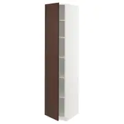 METOD high cabinet with shelves, white/Sinarp brown, 40x60x200 cm