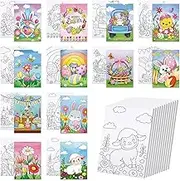 Anseal 12 Packs Pre Drawn Canvas to Paint, Easter Pre Printed Canvas Paint Party for Kids, Pre Stretched Canvas Outline Painting Boards for Beginners, Students, Party Favor（ 5" X 7"）