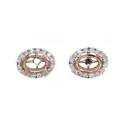 Earring Semi Mount Oval 6x4mm In 14k Multi Gold With Diamond Accents (37303)