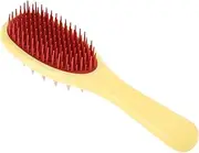 MERRYHAPY Silicone Hair Scalp Massager Brush Shampoo Brush Head Scrubber for Dandruff Removal Yellow Handle Pink Red Teeth
