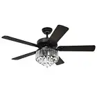 52" Crystal Ceiling Fan with Light and Remote Control Indoor Decor 5 Blades