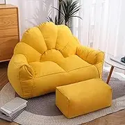 EdNey Bean Bag Chair Cover Only for Adults, Without Filling Comfy Beanbag Chair Cover Replacement, Lazy Sofa Cover for Reading Chair or Floor Chair,Yellow
