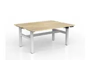 OL Agile 2 column Electric Height Adjustable Shared Desk Oak Top White Frame