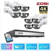 ZOSI 8Pcs 4K Ultra HD PoE CCTV Outdoor Security IP Camera System 16CH 4TB NVR