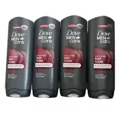 Pack 4 - DOVE MEN+CARE EXFOLIATING DEEP CLEAN FACE & BODY WASH SHOWER GEL 18oz