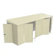 Build-a-Shed 1.5 x 5.2 x 2.0m Cream Tunnel Shed Tunnel Hinged Door Plus Dual Double Hinged Side Doors