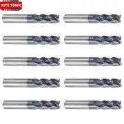 10Pcs 4 Flute 3/8" x 1" x 2-1/2" Solid Carbide End Mills AlTiN Coated CNC Bit