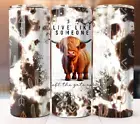 Highland Cow Left Gate Open Tumbler 20oz Travel Cup Mug Stainless Steel W/ Straw