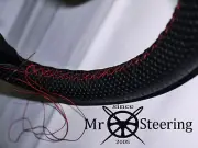 FOR 80-02 FIAT PANDA MK1 PERFORATED LEATHER STEERING WHEEL COVER RED DOUBLE STCH