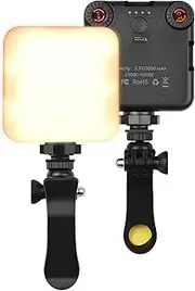 Bi-Color Tempe ure Pocket Video Light Video Conference Lig ng 2500K-6500K Dimmable CRI95+ Built-in Battery 3 Cold Shoe Mounts with Computer Clamp for Vlog Live Streaming Black Light & Long Clip