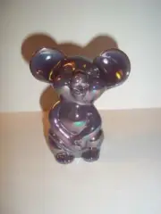 Fenton Glass Eggplant Purple Carnival Iridized Mouse Figurine NFGS Exclusive