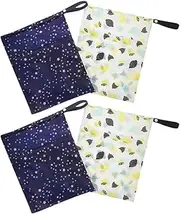 [Kisangel] 4Pcs Reusable Wet Dry Bags Durable Storage for Cloth Diapers Gym Clothes Travel Essentials Washable Swimsuits Toiletries Versatile Multi Use Pockets