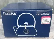 Dansk Colorfest Blue Enamel Teapot Kettle 3 Quart New in BOX NIP NOS #01068
