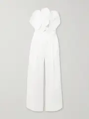 [Andres Otalora] Andres Otalora - A Flor De Piel Appliquéd Cotton And Tencel-blend Twill Jumpsuit - Off-white - US6 US 6 Off-white