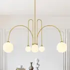 Gold Sputnik Chandelier,6 Lights Modern Chandelier for Dining Room Mid Century C