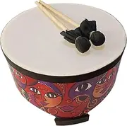 oshhni Wood Ground Drum Educational with 2 Drumsticks Developing Musical Talents Gift Rhythm Drum Percussion Bongo Drum for Children Baby, 8"