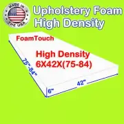 FoamTouch High Density Upholstery Foam Cushion 6" X 42" X (75-84)" Custom Cut