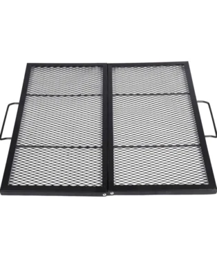 Lineslife Square Fire Pit 36" Cooking Grill Grates Folding Campfire BBQ
