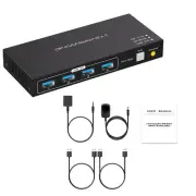 DC12V1A DP KVM USB Switch 2x1 Adapter Replacement For 2 Computers 1 Monitors