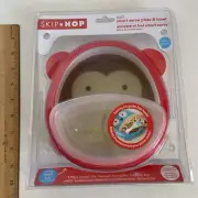 SKIP HOP Zoo Smart Serve Plate & Bowl training rim 3 pieces Monkey *NEW*