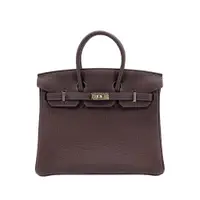 在飛比找ETMall東森購物網優惠-Hermes Birkin 牛皮銀釦手提柏金包-25cm(深