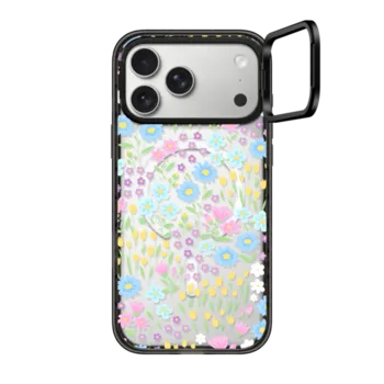 iPhone 17 Pro Max Impact Ring Stand Case MagSafe Compatible Transparent Pastel Spring Wild Flower Floral Pattern