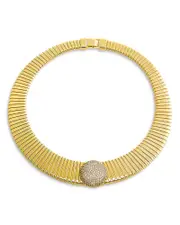 By Adina Eden Pave Circle Accented Graduated Snake Choker Necklace, 16 OS