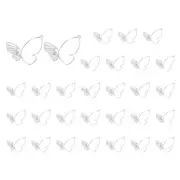 30 Pcs Alloy Butterfly Charm Open Back Bezel Frame, Light Silver, 1.54" x 1.5"