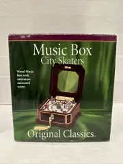 "City Skaters" Music Box Original Classics White Christmas Wood Music Box