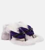 [Burberry] Burberry Step Post Shearling-trimmed sandals AU 4 black