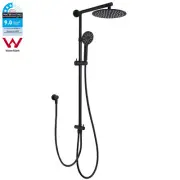 Round 8/10/12'' Dual Shower Head On Sliding Rail Wall Arm Diverter Combo Black