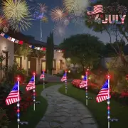 6 Pack 4Th of July Decorations Outdoor Solar Lights, Red White and Blue Star Lig
