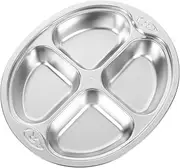 GANAZONO Stainless Steel Baby Plates 4 Compartment Toddler Meal Platter Lunchbox Divided Sections for Child Safe Feeding