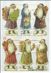 German Embossed SILVER GLITTER Scrap Die Cut - Christmas Santa WOW EF7305G