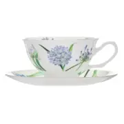 2pc Ashdene Botanical Symphony Agapanthus 220ml Fine Bone China Cup & Saucer Set