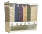 Rice Dispenser, 6 In 1 Kitchen Wall Mounted Cereal Dispenser Dry Food Storage Container for Rice, Flour, Soybeans