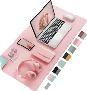 Double-Sided PU Leather Desk Pad - Non-Slip Large Mouse Pad & Desk Mat for Offic