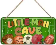 Little Man Cave Sign for Boys Wooden Door Sign Sports Decor for Boys Bedroom Wall Decor Nursery Baby Room Decor Rustic Wooden Hanging Sign Wall Hanging Toddler Boy Room Decor Playoom Decor for Boys