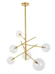 Aksel 6 Light Pendant in Solid Brass with Clear Glass