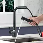 Black Kitchen Sink Faucet Pull Out 2-Mode Spray 360 Rotate Mixer Tap Deck Mount