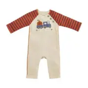Mud Pie Pumpkin Patch Cream Tractor One-Piece 3-6M 6-9M 9-12M