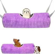Ferret Rat Hammock Hamster Hanging Tunnels Tubes for Cage - Soft Guinea Pig Hideout Bed, Chinchilla Hammock for Small animals,GuineaPig,Ferret, Kitten,Squirrel,Chinchilla,Rat,Parrot (Tunnel-Purple)