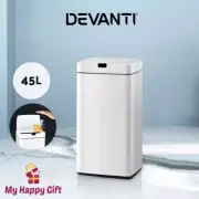 Devanti 45L Motion Sensor Bin Rubbish Automatic Trash Can Kitchen White