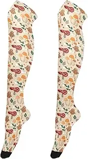 [Caihoyu] Women'S Tall Knee High Socks Breathable Extra Long Thigh High Socks Over Knee Thigh High Socks for Cosplay Safari Mushroom Pattern Design Autumn Nature, Safari Mushroom Pattern Design Autumn