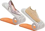 Shoe Compartment Organiser - Adjustable Shoe Rack, Shoe Storage for Home, Artifact, Foldable Shoe Stool, Space Saving , No Holes, Double Layer, Adjustable Shoe Rack
