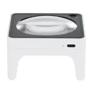 Type C Rechargeable Magnifying Glass w 4 LED Light Desktop Stand Reading Loupe