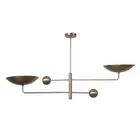 2 Light Curved Pendant Mid Century Modern Raw Brass chandelier