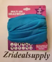 HER Multi Use Headwrap Blue 12 Ways to Wear HeadbandProtective Mask Pony